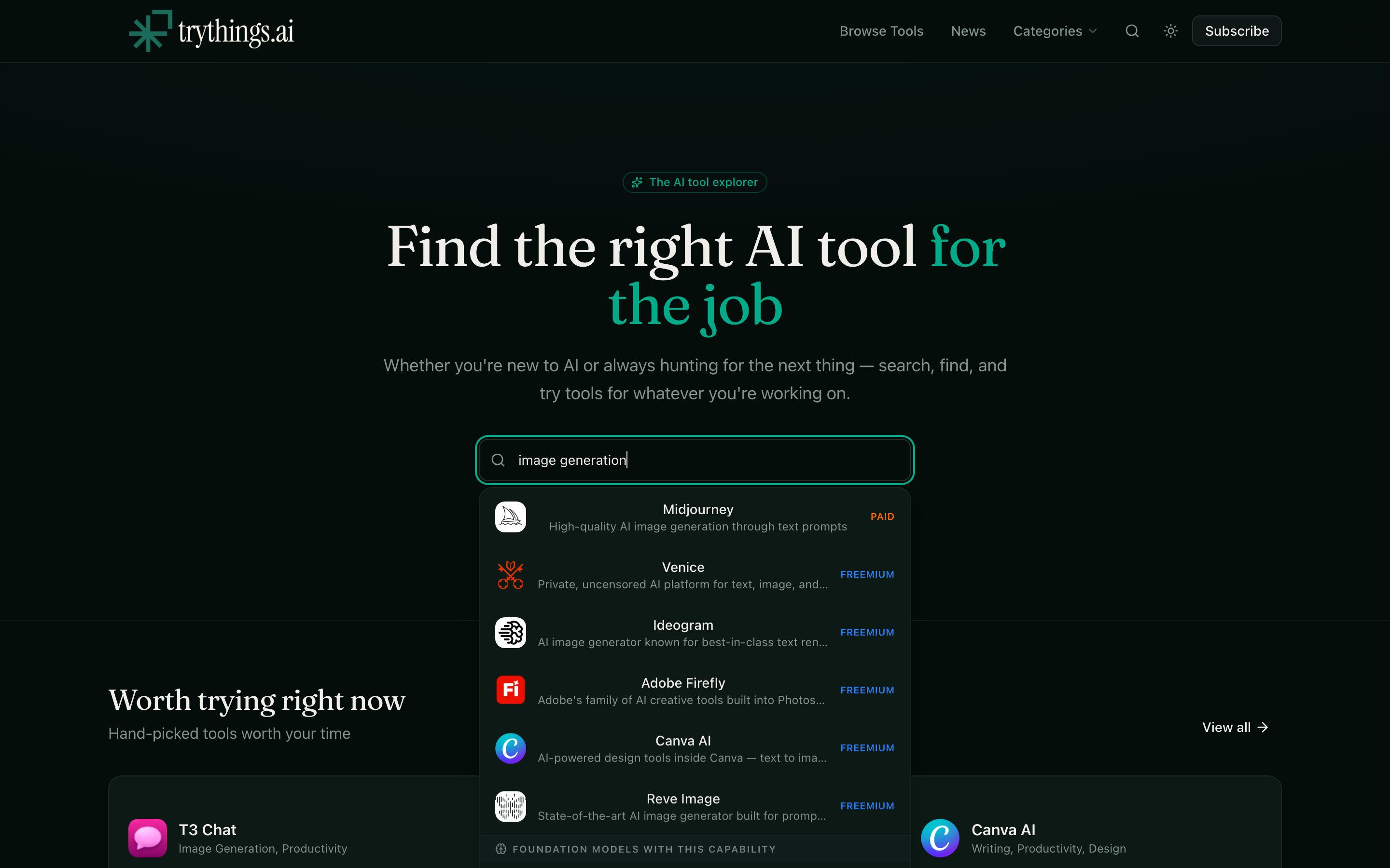 Homepage — instant search with fuzzy matching